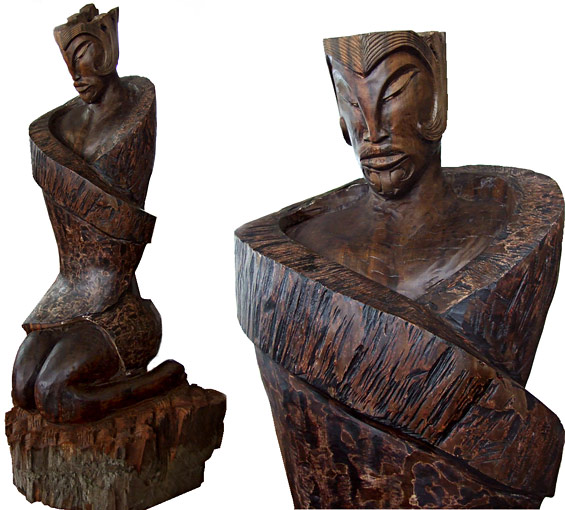 Joe Kemp NZ Maori carver and sculptor, swamp wood, figures